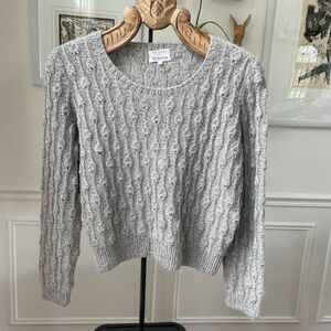 Vintage Olivia Paul 100% Alpaca Made in England Texture Knit Grey Crop Sweater L
